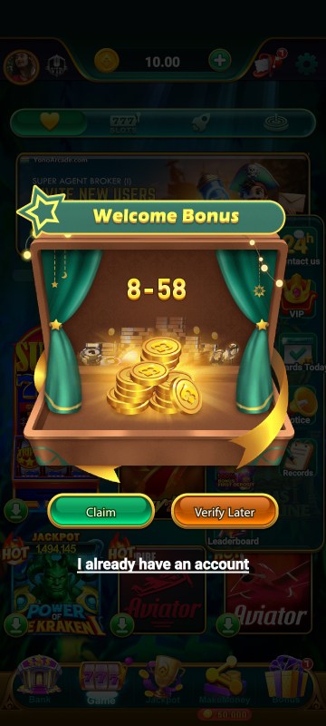 Yono Arcade Welcome Bonus.